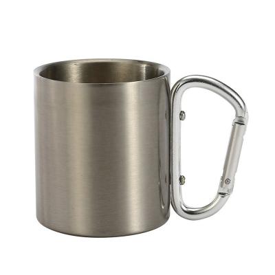 China Durable Custom Cheap Double Wall Stainless Steel Mug With Carabiner Handle, Coffee Mug Water Bottle for sale