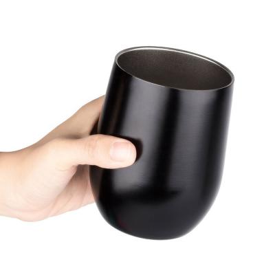 China Viable Hot Selling Insulated 12oz Double Egg Flask Stainless Steel Wall Coffee Mug Wine Tumbler Wine Glass Drinks Cups With Lid for sale