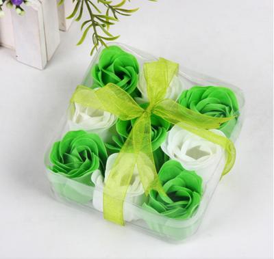 China Christmas Gift Rose Flower Soap 9 Pcs Bath Mounted Soap Flower for sale