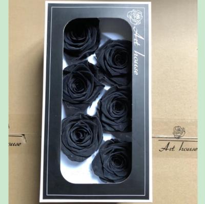 China Long llasting and natural touch wholesale A grade preserved long lasting black roses flower for valentines day gift for sale