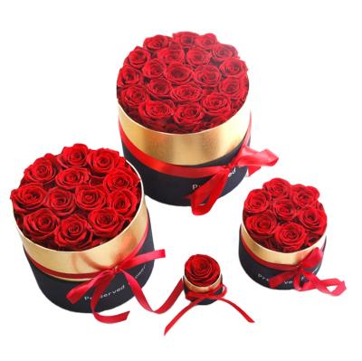 China The hottest selling Christmas gift long llasting and preserved natural touch rose head in box Valentine's Day gift for sale