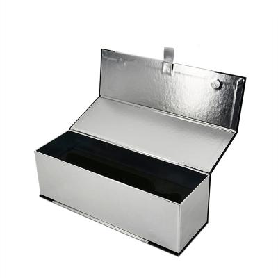 China Handmade Luxury Custom Boxes with Logo Packaging Clamshell Wine Black and White Box Packaging Paper Gift Boxes with Ribbon for sale