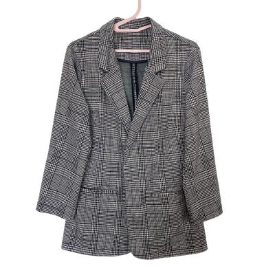 China Breathable Men's Casual Lapel Notched Check Plaid Collar Long Sleeve Coat Tracksuit Loose Single Button Work Office Jacket Blazer Suit for sale