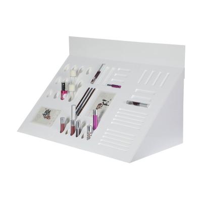 China Eco-friendly Acrylic Cosmetic Organizer Triangle Lip Gloss Display Stand Milky White Box for sale