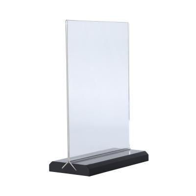 China Custom Eco-friendly Acrylic T-Shaped Black Bottom Factory Advertising Menu Display Board Business Slide-Out Display Stand for sale