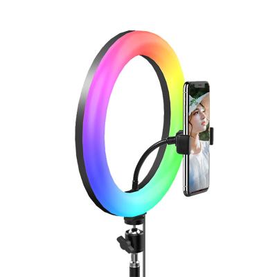 China PORTABLE Cheapest 16 Colors Change 3000K-6000K Photographic Extendable Foldable Lighting 10 12 Inch Ring Light Phone Tripod Video Lights for sale