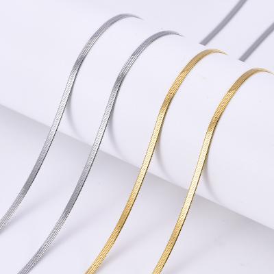 China Wholesale Silver Plated Flat Snake Chain Necklace Mens Gold Plated Blade Stainless Steel Gold Stainless Steel Necklace Dpl0885 for sale