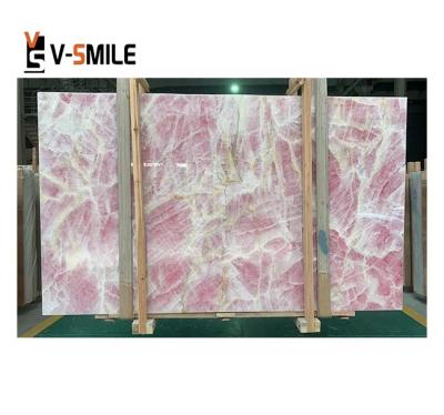 China Modern natural stone purple onyx rose marble decoration wall tile slab translucent onyx onyx for sale