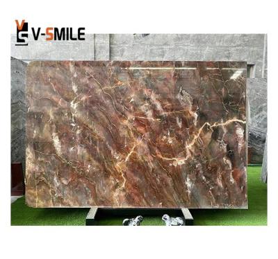 China Modern Natural Stone Polished Venice Red Marble Slabs For Interior Decoration for sale