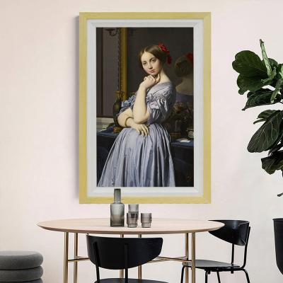 China Wooden Picture Frame Wooden Picture Frame 49 Inch Wall Mount Smart Art Digital Photo Frame NFT LCD Display Digital Picture Frame for sale