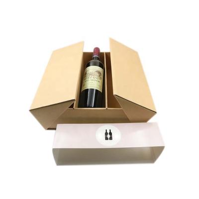 China Recyclable 3 Bottle Cardboard Kraft Paper Bottle Wine Box With Sleeve for sale