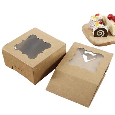 China Recycled Materials Pastry Cupcake Packaging Baked Food Pastry Packaging Pie Cake Box With Window for sale