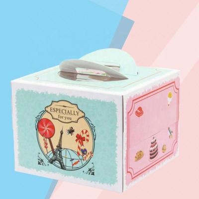 China Recycled Materials Cardboard Paper Custom Printed Cake Box With Window / Handle for sale