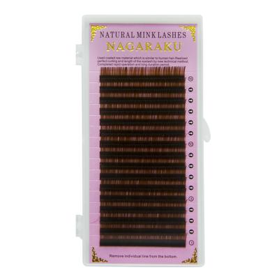 China Mink Professional Different Natural Soft Faux Cilios False Eyelash Extension NAGARAKU Brown Classic Wick 0.07 0.10 0.15 Wholesale for sale