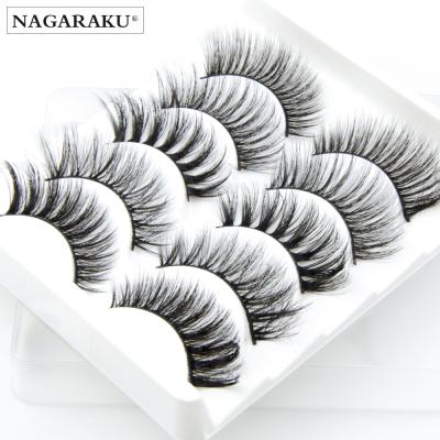 China NAGARAKU 3D Full Natural False Mink Eyelashes Long Strip Lashes Wholesale Seller 25mm Eye Lashes 5 Pairs Private Label Bulk OEM for sale