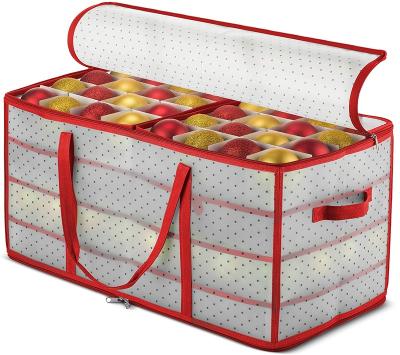 China Foldable Bundle Christmas Ornaments Organizer Fabric Christmas Ornament Storage Box for sale