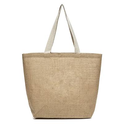 China High Quality Simple Logo Custom Large Bag Reusable Burlap Grocery Beach Jute Shopping Bag Jute Burlap Sack for sale