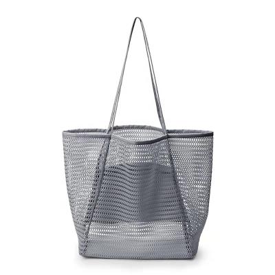 China Fashion Handled Mesh Beach Bag Nylon Mesh Tote Handbags Women Shoulder Reusable Bags Ladies Shoulder Bags for sale