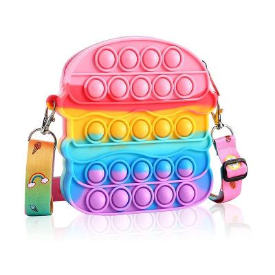 China Fashion\Comfortable\Durable Hot Sale School Student Rainbow Busy Person Bubble Snap Coin Purse Crossbody Wallet Bag for sale