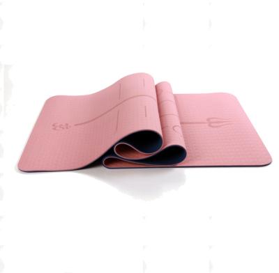 China Waterproof Waterproof Line Strip Yoga Mat Fitness Exercise Two Color Position Mat for sale