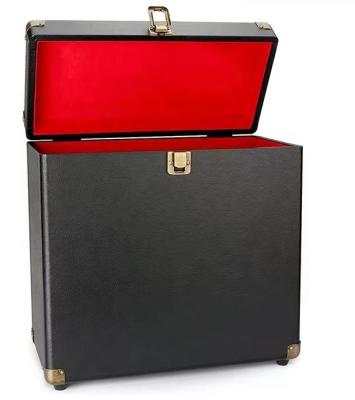 China Portable LP Vinyl Record Storage Suitcase Leather Disc Carry Box for sale