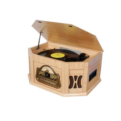 China Back to 60s-Style Turntable Player! Wooden Gramophone&Multi Turntable&Jukebox Records with AUX Input/CD. Player/AM, FM radio/cassette for sale