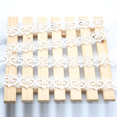 China Best Viable Selling White Lace Fabric Polyester Elastic Lace Ribbon Embroidery Lace Trim For Maid Outfit for sale