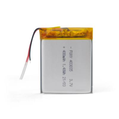 China Toys High Capacity Ion Lithium 403035 3.7V 400mAh Li-ion Polymer Rechargeable Battery for sale