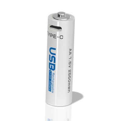 China Type-c rechargeable toys AA AAA lithium battery C520 1.5V 1700mAh NO.5 rechargeable lithium battery for sale