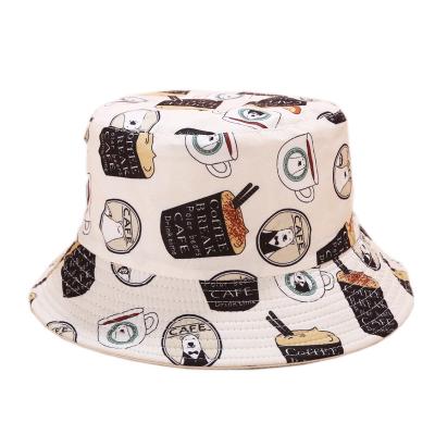 China Reversible Fisherman Hat Unisex Summer Cartoon Print Reversible Bucket Hats Mens Womens Bucket Hat Vintage Fishing Hat for sale