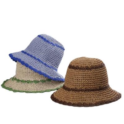 China New Sun Protection Sun Protection Patchwork Sunshade Hat Women's Straw Hat Men's Panama Summer Hat for sale