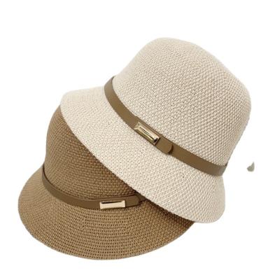 China Sun Protection Cotton Canvas Panama Hat For Women Summer Beach Sun Hat Foldable Strap UV Bucket Hat Vacation Bucket Hat Sun Protection Straw Hat for sale