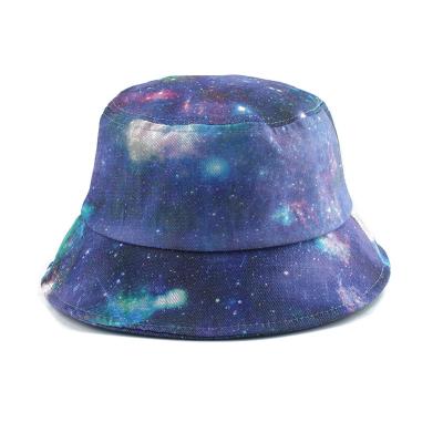 China Galaxy and Stars Print 2021 Fashion Galaxy and Stars Printed Bucket Hats for Men Women Panama Summer Sun Protection Bucket Hat Fishing Cap for sale