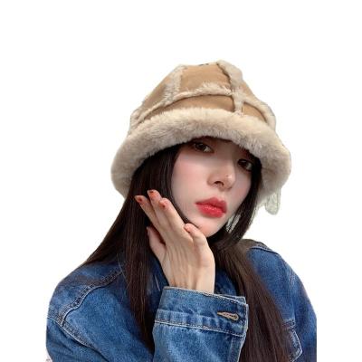 China COMMON Warm Female Hat Women Faux Fur Hat Faux Fur Winter Bucket Hat For Lady Outdoor Women Sunscreen Sun Hat Panama Cap for sale