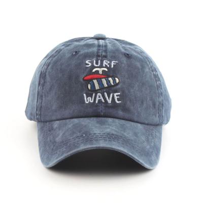 China SURF WAVE Embroidery Denim Baseball Cap COMMON Vintage Washed Cotton Snapback Hat Men Snapback Hat Men Summer Beach Hat for sale