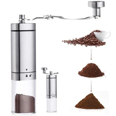 China Manual Coffee Grinder Mill Mini Portable Travel Camping Housing Stainless Steel Hand Coffee Bean Grinder for sale