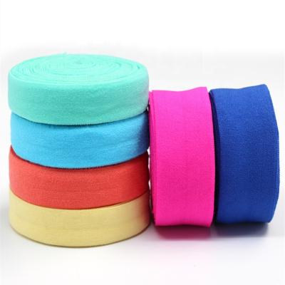 China Factory viable wholesale 25MM fold over elastic bra straps bias band binding briefs tying tape TC94 for sale