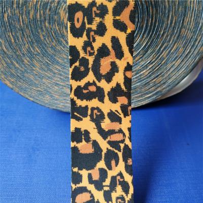 China Viable factory wholesale custom leopard print design polyester webbing for clothing and footwear TCKT41 for sale