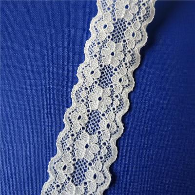 China 2021 new design 30mm nylon spandex lingerie stretch lace lycra lace workable trim for apparel LSHB108 for sale