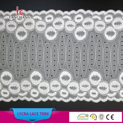 China Sustainable Factory Selling New Lycra 2018 Wide Lace Fancy Design Austrian Lace LSHB7043 for sale