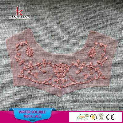 China Viable wholesale mesh ground kids dresses neck designs cotton lace cotton neck lace patch SRLK35 for sale