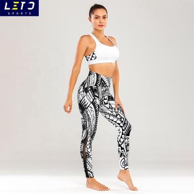 China 2021 Breathable New 2 Piece Yoga Tracksuit Sets Print Women Activewear Sports Bra And Compression Legging Set for sale