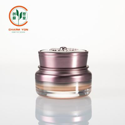 China Eco-friendly Cosmetic Bottle 30g Acrylic Cosmetic Packaging Double Color Face Cream Jar Wholesale for sale