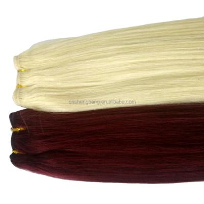 China 100% Thick Blonde Human Hair 613 End Extension 26inch 100gram Silky Straight Wave Hair Burgundy Thick Blonde Hair Weave for sale