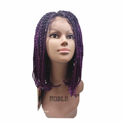 China Premium Synthetic Yaki Braid Wig 16inch 320gram Lace Front Wigs For Black Lady for sale