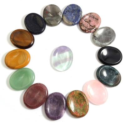 China Wholesale custom made natural crystal teiki massage therapy stone folk art healing thumb stone oval worry stone for sale