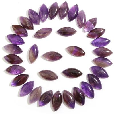 China 11x23mm Natural CAB Cabochons Marquis Flat Back Amethyst Cabochons Gemstone For Jewelry Making 11x23mm for sale