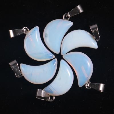 China FASHIONABLE Stone Crystal Therapy Bead Moon Charm Moon Jewelry Necklace Opal Pendant For Jewelry Making for sale