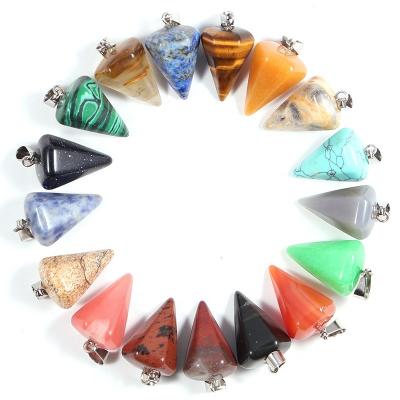 China FASHIONABLE Charms Natural Crystal Quartz Gemstone Hexagon Pyramid Stone Pendants For Jewelry Making for sale