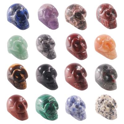 China Europe Wholesale Custom Carved Halloween Decoration 1 Inch Crystal Skulls Crafts Skulls Quartz Gemstone Natural Stone Statue for sale